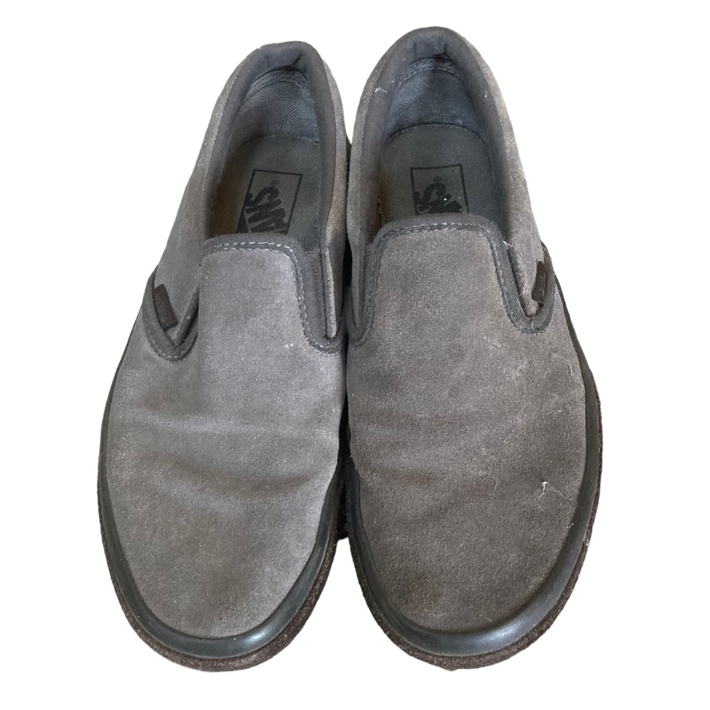 Vans Classic Slip-On Platform Asphalt Grey Suede Black Sole Men's Size 7.